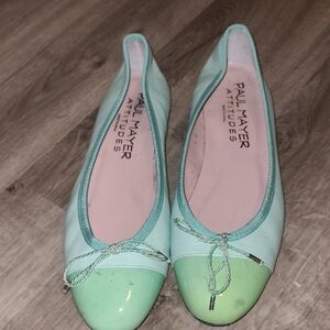 Paul Mayer Light Green Cap Toe Flats